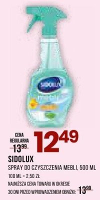 Spray do czyszczenia mebli SIDOLUX promocja w Drogerie Natura