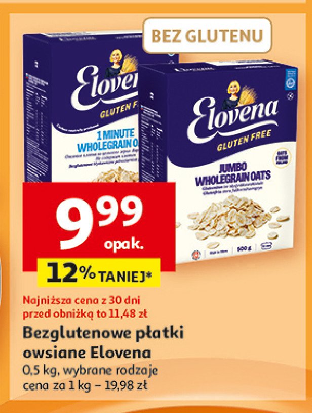 Płatki owsiane błyskawiczne Elovena promocja