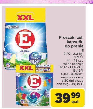 Kapsułki do prania kolor E 3+1 power caps promocja w Carrefour Market