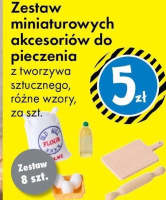 Zestaw miniaturowych akcesoriów do pieczenia z tworzywa sztucznego, różne wzory promocja w Tedi
