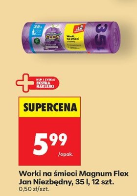 Worki na śmieci Magnum Flex Jan Niezbędny, 35 l, 12 szt. promocja w Biedronka