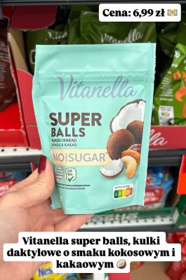 Kulki daktylowe Super Balls kokos i kakao no sugar promocja w Biedronka