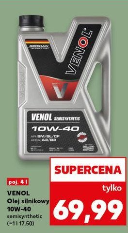 Olej silnikowy semisyntec 10w-40 VENOL promocja w Kaufland