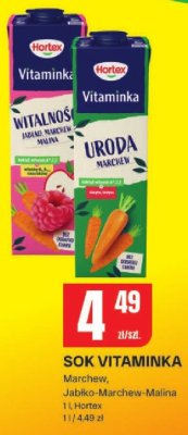 Sok VITAMINKA Marchew, Jabłko-Marchew-Malina promocja w Chorten