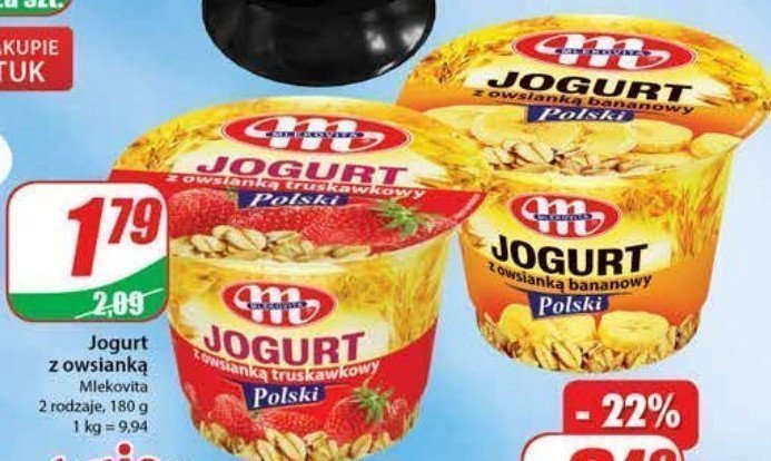 Jogurt z owsianką bananowy Mlekovita jogurt polski promocja