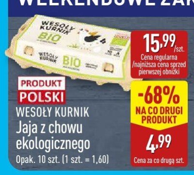Jaja z chowu ekologicznego  promocja w Aldi