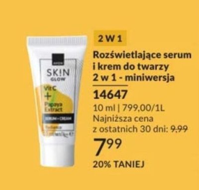 Serum i krem do twarzy 2 w 1 miniwersja AVON SKIN GLOW Vit C + Papaya Extract promocja w AVON