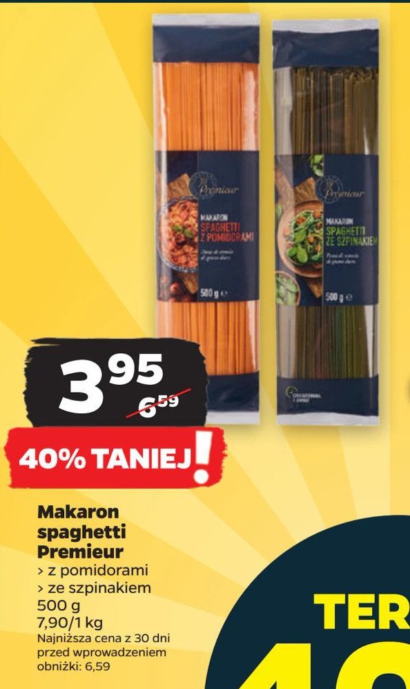 Makaron spaghetti ze szpinakiem Premieur promocja