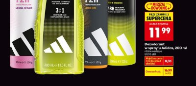 Dezodorant w spray'u Adidas, 200 ml różne rodzaje promocja w Biedronka