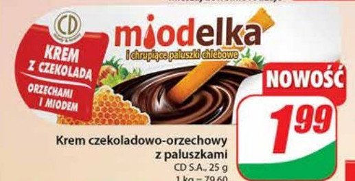 Krem czekoladowy z paluszkami chlebowymi Miodelka promocja