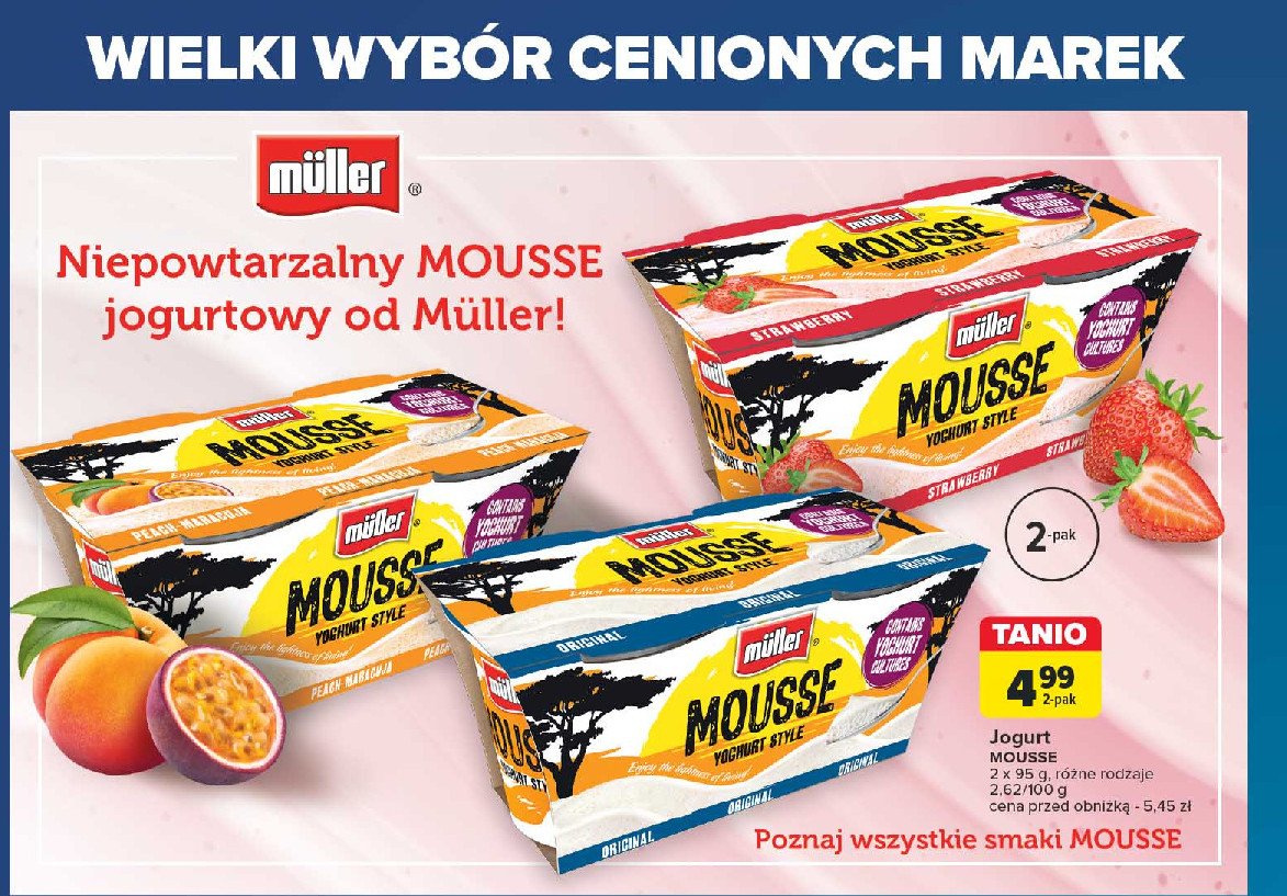 Mus truskawka Muller promocja w Carrefour