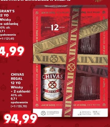 Whisky + 2 szklanki Chivas regal 12 promocja w Kaufland