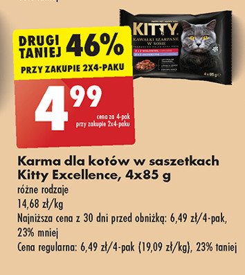 Karma dla kota 2x wołowina w sosie 2x kurczak w sosie Kitty promocja