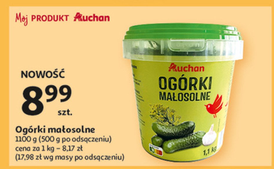 Ogórki małosolne Auchan różnorodne (logo czerwone) promocja