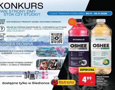 Napój Oshee Vitamin Water 1,1l promocja w Biedronka