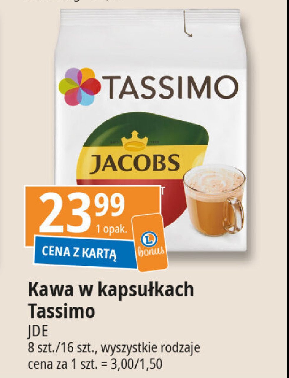 Kawa cafe au lait classico Tassimo promocja