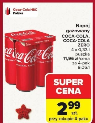 Napój gazowany Coca-Cola, Coca-Cola Zero promocja w Carrefour Market
