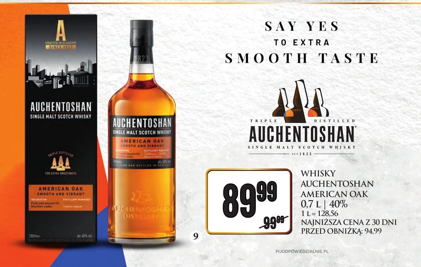 Whisky karton Auchentoshan american oak promocja