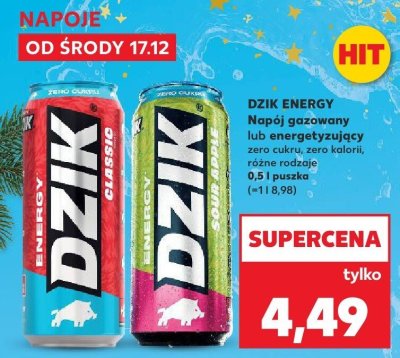 Napój gazowany DZIK ENERGY różne rodzaje 0,5 l puszka promocja w Kaufland