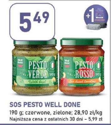 Sos pesto Well Done promocja w Stokrotka