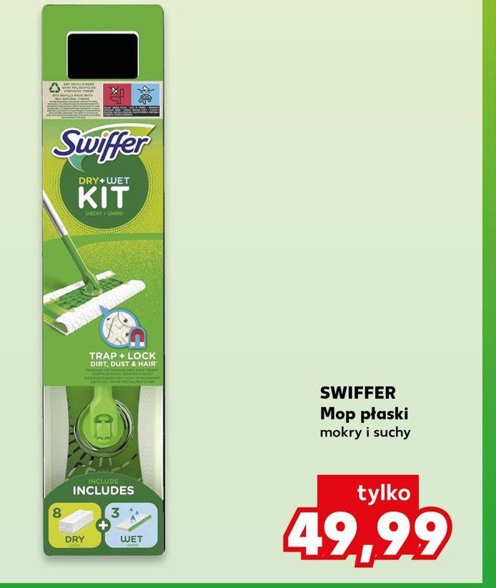 Zestaw dry: mop + 8 ściereczek + 3 mokre chusteczki Swiffer promocja