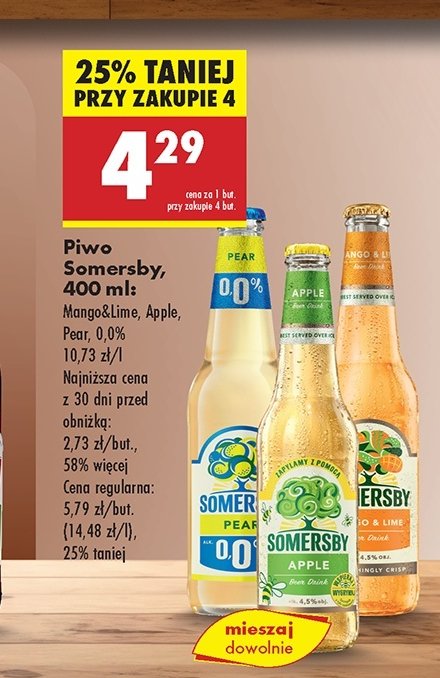 Piwo Somersby pear 0.0% promocja w Biedronka