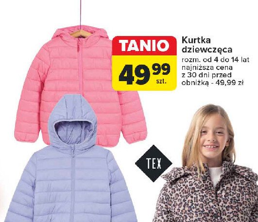 Kurtka dziewczęca 4-14 lat Tex promocja w Carrefour