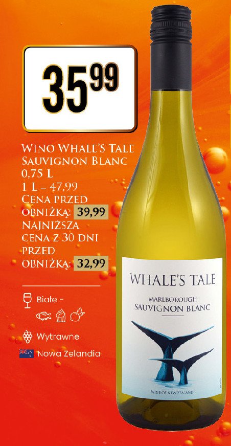 Wino Whale's tale sauvignon blanc promocja