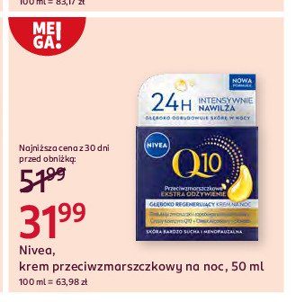 Krem do twarzy przeciwzmarszczkowy ujędrniający na noc Nivea q10 promocja w Rossmann