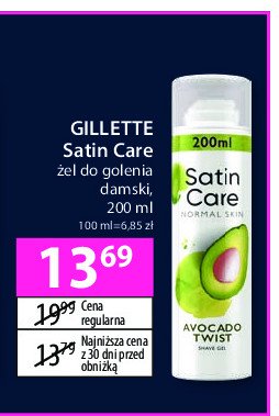 Żel do golenia avocado twist Gillette satin care promocja