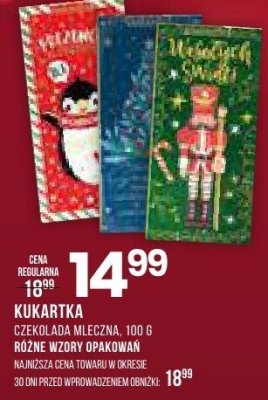Czekolada mleczna Kukartka kartonowa, 100 g promocja w Drogerie Natura