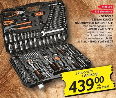Zestaw kluczy nasadowych Neo Tools 1/2", 3/8", 1/4" 233 elementy promocja w Selgros