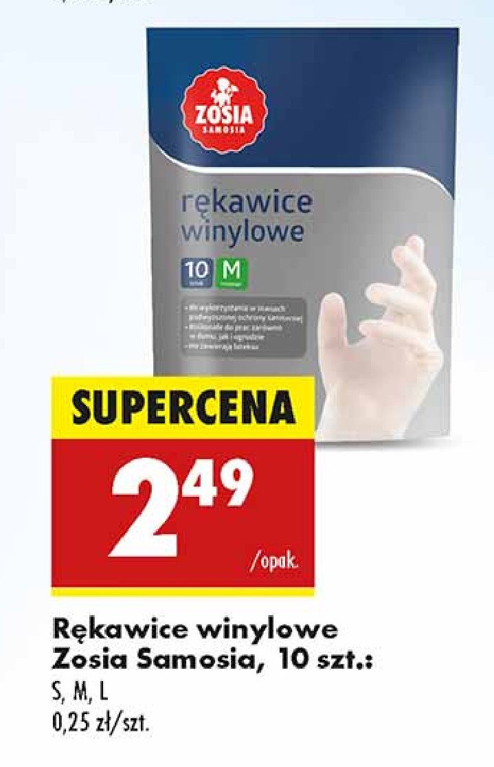 Rękawice winylowe rozm. l Zosia samosia promocja w Biedronka