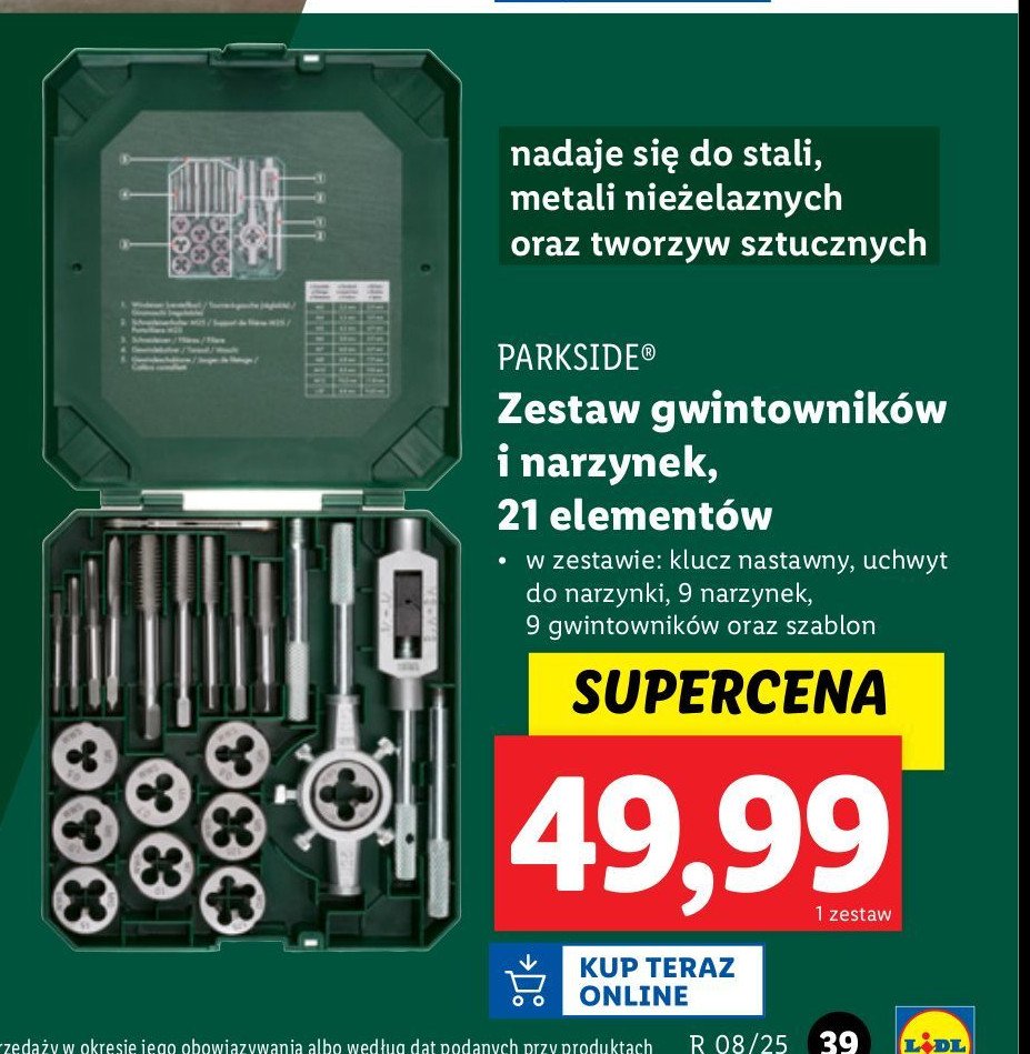 Zestaw gwintowników i narzynek Parkside promocja w Lidl