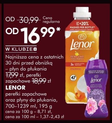 Płyn do płukania Lenor, perelki zapachowe Lenor 195 g promocja w Super-Pharm