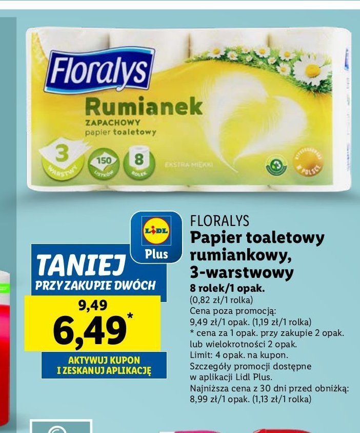 Papier toaletowy rumiankowy Floralys promocja