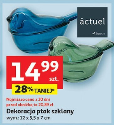 Dekoracja ptak szklany actuel promocja w Auchan