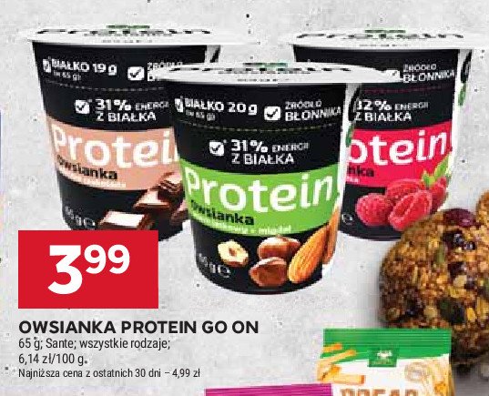 Owsianka malina + chia Sante go on! protein promocja w Stokrotka