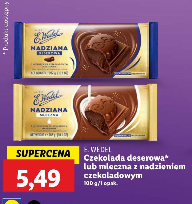 Czekolada deserowa nadziana E. wedel promocja