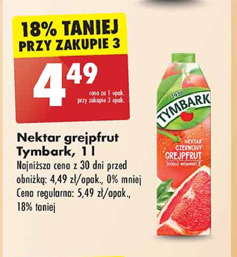 Nektar czerwony grejpfrut Tymbark 1936 promocja