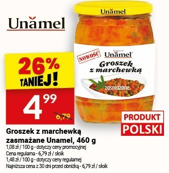 Groszek z marchewką zasmażane Unamel, 460 g promocja w Twój Market