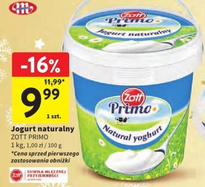 Jogurt naturalny ZOTT PRIMO promocja w Intermarche