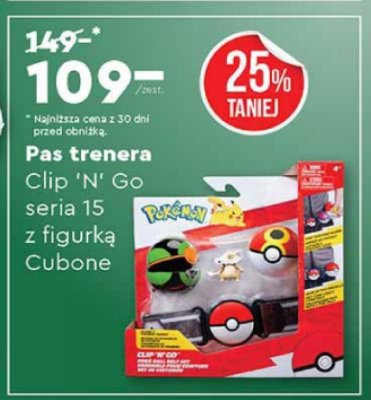 Pas trenera Clip 'N' Go seria 15 z figurką Cubone Pokemon promocja w Biedronka