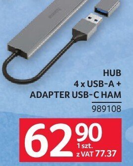 HUB 4x USB-A + ADAPTER USB-C HAM promocja w Selgros
