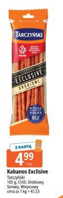 Kabanos Exclusive Tarczyński Chilli, Drobiowy, Serowy, Wieprzowy promocja w Leclerc