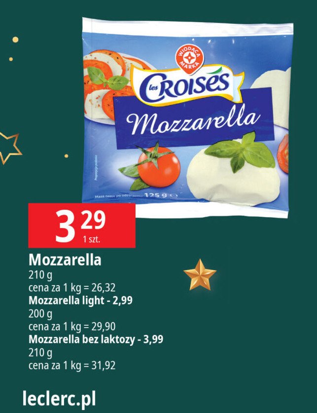 Mozzarella bez laktozy Wiodąca marka croises promocja w Leclerc