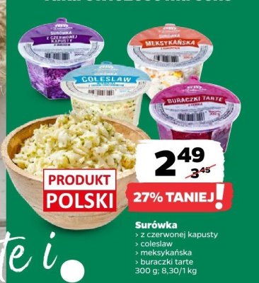 Surówka - z czerwonej kapusty/coleslaw/meksykańska/buraczki tarte promocja w Netto