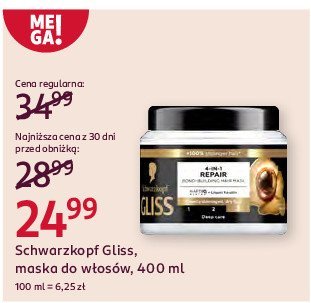 Maska do w艂os贸w Gliss kur total repair promocja