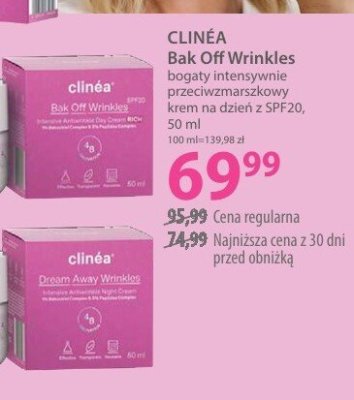 Krem intensywnie przeciwzmarszczkowy na dzień CLINÉA Bak Off Wrinkles z SPF20 promocja w Hebe