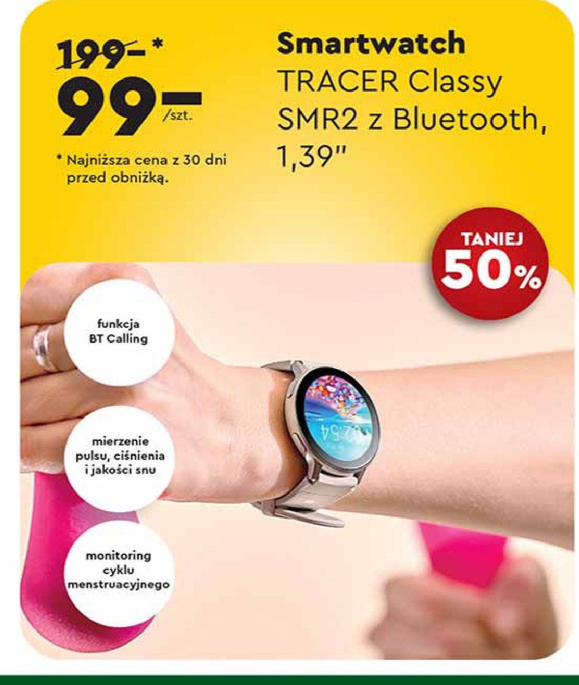 Smartwatch classy smr2 Tracer promocja w Biedronka